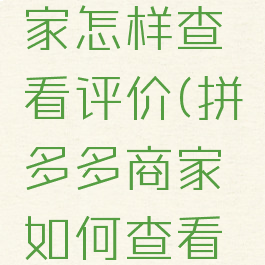拼多多商家怎样查看评价(拼多多商家如何查看评价)