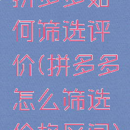 拼多多如何筛选评价(拼多多怎么筛选价格区间)