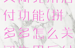 拼多多怎么关闭先用后付功能(拼多多怎么关闭先用后付功能设置)