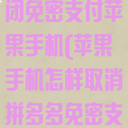 拼多多怎么关闭免密支付苹果手机(苹果手机怎样取消拼多多免密支付)