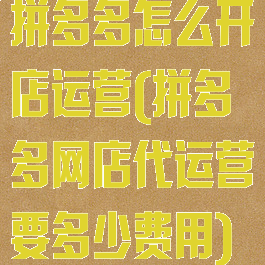 拼多多怎么开店运营(拼多多网店代运营要多少费用)