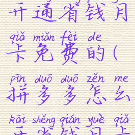 拼多多怎么开通省钱月卡免费的(拼多多怎么开省钱月卡便宜)