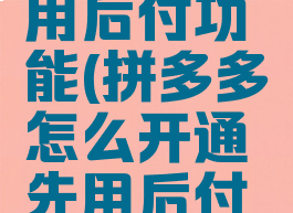 拼多多怎么开通先用后付功能(拼多多怎么开通先用后付功能为什么用不了)