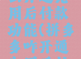 拼多多怎么开通先用后付款功能(拼多多咋开通先用后付款)