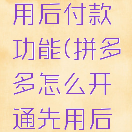 拼多多怎么开通先用后付款功能(拼多多怎么开通先用后付款功能呢)