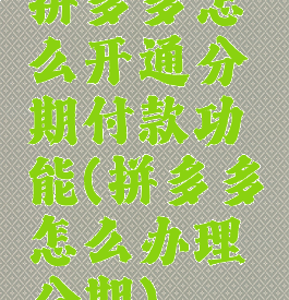 拼多多怎么开通分期付款功能(拼多多怎么办理分期)