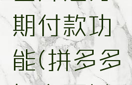 拼多多怎么开通分期付款功能(拼多多怎么可以分期付款)