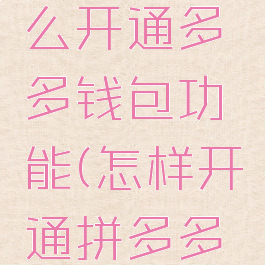 拼多多怎么开通多多钱包功能(怎样开通拼多多多多钱包)