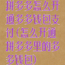 拼多多怎么开通多多钱包支付(怎么开通拼多多里的多多钱包)