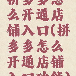 拼多多怎么开通店铺入口(拼多多怎么开通店铺入口功能)