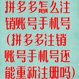 拼多多怎么注销账号手机号(拼多多注销账号手机号还能重新注册吗)