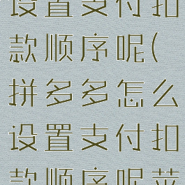 拼多多怎么设置支付扣款顺序呢(拼多多怎么设置支付扣款顺序呢苹果手机)