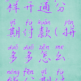 拼多多怎样开通分期付款(拼多多怎么能分期付款)