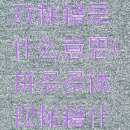 拼多多游戏秘籍是什么意思(拼多多体现秘籍什么意思)