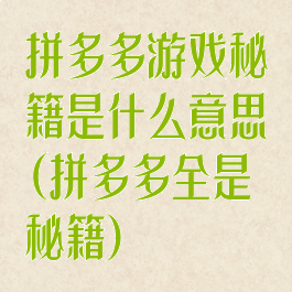 拼多多游戏秘籍是什么意思(拼多多全是秘籍)