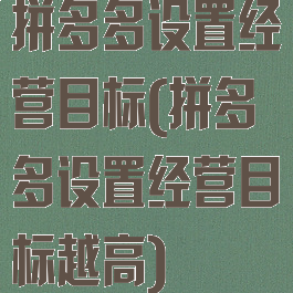 拼多多设置经营目标(拼多多设置经营目标越高)