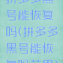 拼多多黑号能恢复吗(拼多多黑号能恢复吗苹果)