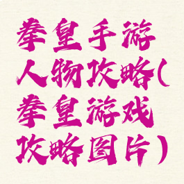 拳皇手游人物攻略(拳皇游戏攻略图片)