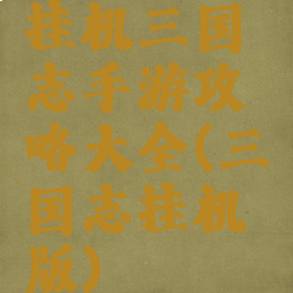 挂机三国志手游攻略大全(三国志挂机版)