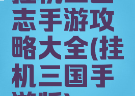挂机三国志手游攻略大全(挂机三国手游版)