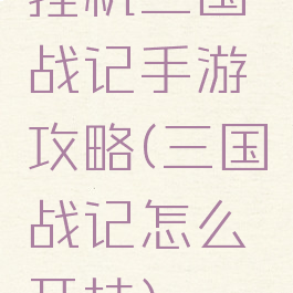 挂机三国战记手游攻略(三国战记怎么开挂)