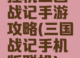 挂机三国战记手游攻略(三国战记手机版联机)