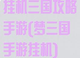 挂机三国攻略手游(梦三国手游挂机)