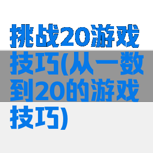 挑战20游戏技巧(从一数到20的游戏技巧)