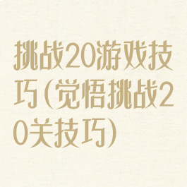 挑战20游戏技巧(觉悟挑战20关技巧)