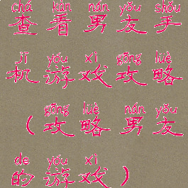 查看男友手机游戏攻略(攻略男友的游戏)