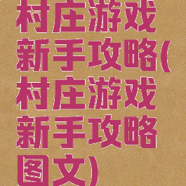 村庄游戏新手攻略(村庄游戏新手攻略图文)