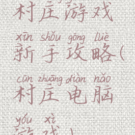 村庄游戏新手攻略(村庄电脑游戏)