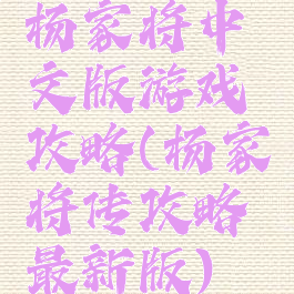 杨家将中文版游戏攻略(杨家将传攻略最新版)