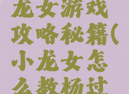 杨过与小龙女游戏攻略秘籍(小龙女怎么教杨过武功)