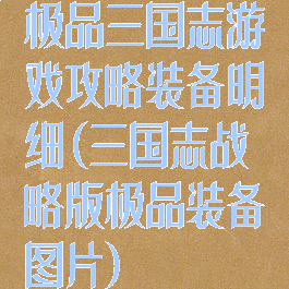 极品三国志游戏攻略装备明细(三国志战略版极品装备图片)