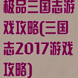 极品三国志游戏攻略(三国志2017游戏攻略)