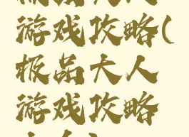 极品大人游戏攻略(极品大人游戏攻略大全)