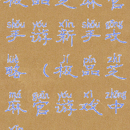 极品芝麻官手游新手攻略(极品芝麻官游戏中心)