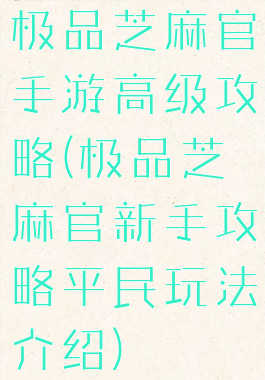 极品芝麻官手游高级攻略(极品芝麻官新手攻略平民玩法介绍)
