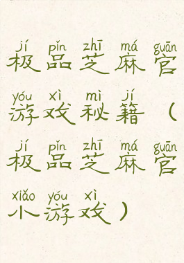 极品芝麻官游戏秘籍(极品芝麻官小游戏)