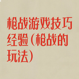 枪战游戏技巧经验(枪战的玩法)