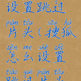 搜狐怎么设置跳过片头(搜狐怎么设置跳过片头片尾)