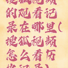 搜狐视频的观看记录在哪里(搜狐视频怎么看历史记录)