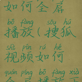 搜狐视频如何全屏播放(搜狐视频如何全屏播放下一集)