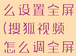 搜狐视频怎么设置全屏(搜狐视频怎么调全屏)