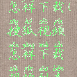 搜狐视频怎样下载(搜狐视频怎样下载视频到本地?)