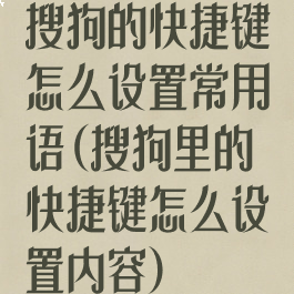 搜狗的快捷键怎么设置常用语(搜狗里的快捷键怎么设置内容)