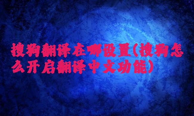 搜狗翻译在哪设置(搜狗怎么开启翻译中文功能)