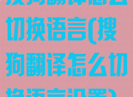 搜狗翻译怎么切换语言(搜狗翻译怎么切换语言设置)