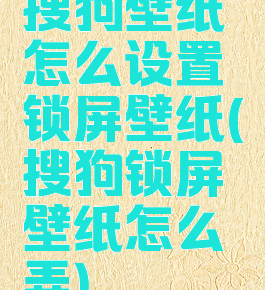 搜狗壁纸怎么设置锁屏壁纸(搜狗锁屏壁纸怎么弄)